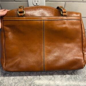 Patricia Nash Poppy Top Zip tote in brown leather